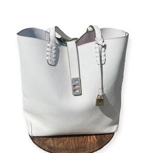 MICHAEL KORS Women’s Leather Karson Tote/Shoulder Bag, Carryall. Optic White.